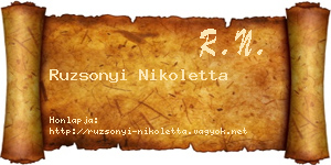 Ruzsonyi Nikoletta névjegykártya